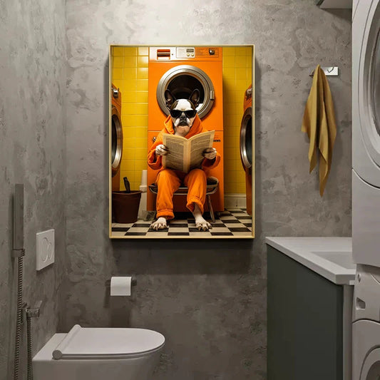 Animals on the toilet Canvas Collection
