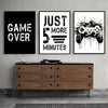 Black And White Gaming Canvas Wall Art Collection