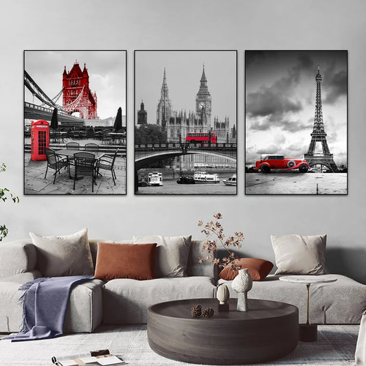 3 Piece Architectural Marvels: Tower Bridge, Eiffel Tower, Big Ben Collection