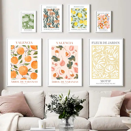 Minimalist Fruit and Flower Canvas Collection
