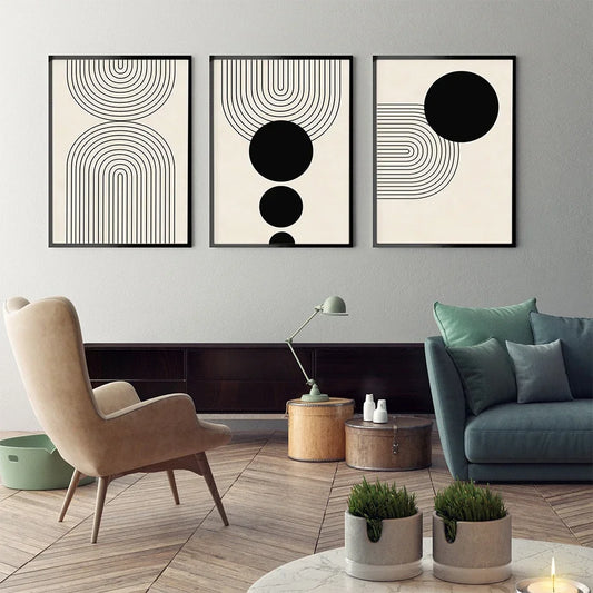 Geometric Harmony - Minimalist Geometric Shapes Canvas Print Collection