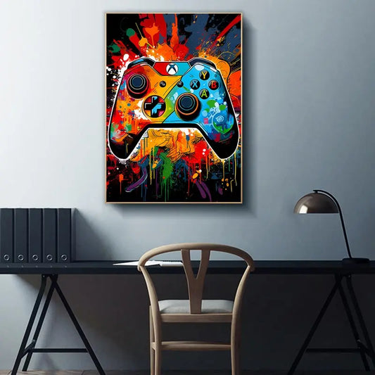 Abstract Game Controller And Headset Canvas Wall Art Collection