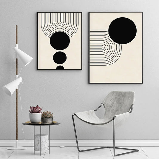 Geometric Harmony - Minimalist Geometric Shapes Canvas Print Collection