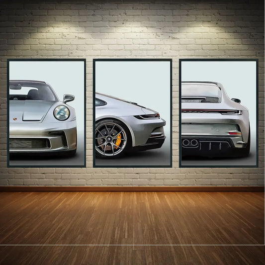 3 Piece Porsche 911 GT3 Canvas Wall Art